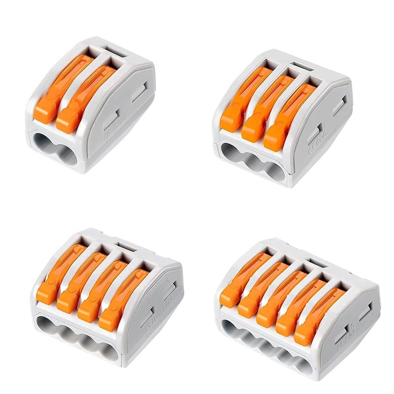 UOHGDPY Lever Wire Connectors,120PCS Wire Connector Assortment Pack Compact Splicing Connector Kit for Electrical Wires Solid Stranded Flexible Wires, 2 Port, 3 Port, 4 Port,5 Port - Image 1